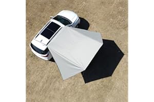 TOP LANDER Toldo para coche, camping, SUV, refugio solar, impermeable, universal, anti-UV, para furgoneta, caravana, camión, vehículo (blanco)