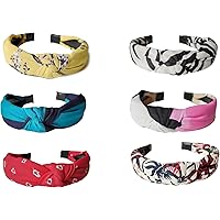 Arnav Solid Fabric Knot with Soft Plastic Hairband for Girls and Woman (Multi color) Pack of 6