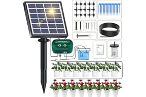 YAHAMOO Solar Bewässerungssystem 2024 Neuestes Tröpfchenbewässerung system, Automatische Bewässerungssystem Garten mit 12 Timer-Modi +15 M Schlauch für Garten, Balkon Pflanzen, Kübelpflanzen im Freien