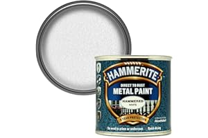 Hammerite 5084836 Direct to Rust Metal Paint - Hammered White Finish 250ML