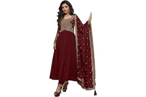 TRENDMALLS Damen Seidenmischung Stickerei Anarkali Kurta Hose Set mit Dupatta Salwar Anzug Set für Frauen