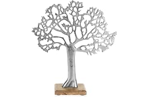 com-four® Deko-Aufsteller Baum XL - Metall-Baum auf Holzsockel - Deko-Baum aus Metall zum Hinstellen - Lebensbaum zum Verschenken (1 Stück - Baum XL)