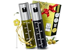 Leisure Life® | NOUVEAUTÉ | Lot de 2 vaporisateurs d'huile | Revêtement en acier inoxydable de 1 mm | Verre anti-UV | Sans BPA | Vaporisateur d'huile de 100 ml