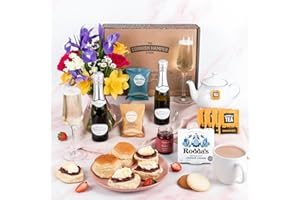 THE CORNISH HAMPER STORE Cornish Cream Tea with Prosecco | Afternoon Tea, Food Hamper, Birthday Gift, Thank You Gift, Christmas Treat, Hamper Gifts for Women, Birthdays, Valentine's, New Year, Wedding Anniversary