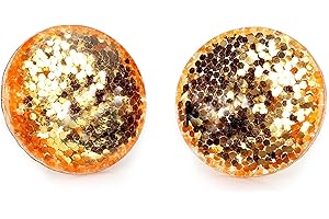 Bluebubble DISCO NIGHTS Glitter 16mm Round CLIP ON Earrings on Gift Card