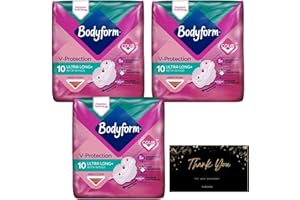 HUBSIDIA Bodyform Ultra Long+ Sanitary Towels with Wings| 3 Packs X 10 Heavy Flow Sanitary Pads per Pack