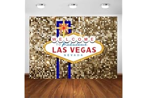 Avezano Las Vegas Party Backdrop Fabulous Casino Poker Birthday Party Decoration Banner Las Vegas Vintage Gold Sequins Photography Backdrop Photoshoot Props