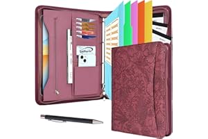 Leathario Portfolio A4 Porte-documents, avec à 4 Anneaux, Organiseur de Conférence, Carnet d'écriture - Dossier de présentation professionnel