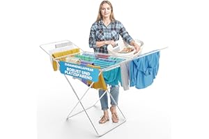 kogu® Wäschetrockner 18m Leine - Schnelles, platzsparendes Trocknen, klappbarer Wäscheständer für Singles, Familien, Camper und alle Wohnungen geeignet (Silber, 182cm)