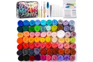 SOCNITC Nadelfilz-Set, 70 Farben, Wollfilz-Set für Anfänger, Filznadeln, Wolle, Roving-Nadelfilzzubehör mit Nadelfilzwerkzeugen für Heimwerker, Tiere, handgefertigt, Handwerk, Dekoration