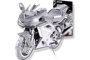 Piececool Puzzle 3D Maqueta Metal, Motocicleta Puzzles 3D Maquetas para Montar, Maquetas para Construir Adultos y Adolescentes, Plateado