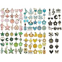 Marforever Bloemenbedels met lentethema voor het maken van sieraden, diverse bedelhangers van email met vergulde laag voor zelf maken van kettingen, armbanden en oorbellen, doe-het-zelfaccessoires