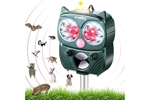 XOTIFY Homtiky Repelente Gatos, Ahuyentador de Pajaros Ultrasónico de Energía Solar, Repelene de Animales al Aire Libre como Gatos, Ratas, Perros, Aves, Zorros, etc.