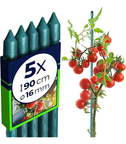 Novatool 10 stuks plantenstokken 150 cm, groen, 11 mm, diameter metalen buis, kunststof ommanteld, klimstaven voor planten, klimhulp, komkommers, tomatenstokken voor klimplanten, bloemenhouder