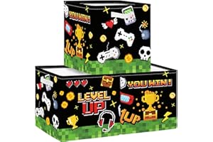 Clastyle Zestaw 3 pudełek do przechowywania tkanin dla dzieci Gra wideo Składana kostka do przechowywania Chłopcy Kosz Kallax do łazienki, sztuka pikselowa, 30 x 30 x 30 cm