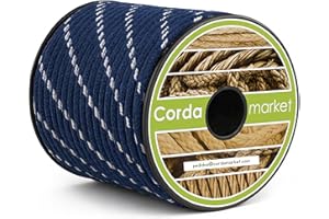 CORDAMARKET Cuerda Skota, Cuerda de Alta Resistencia para Náutica Escalada y Actividades al Aire Libre, Blanca/Azul, 8 mm × 25 m