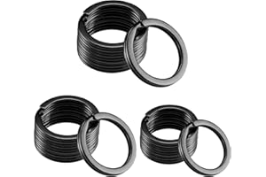 Gimars 30pcs Anelli Portachiavi In Acciaio Anelli Spaccati Piatti Portachiavi 3 misure 20mm 25mm 30mm/ Anelli Portachavi Portaoggetti Staccabili DIY Nero