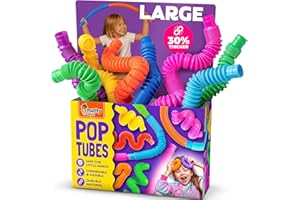 nutty toys Pop Tubes - Sensory Toys - Endless Creativity & Fun for Kids and Toddlers |4 Pack Large| - Connect & Pop! Top ADHD Autism Fidget 2025, Best Boy & Girl Easter Gift Idea