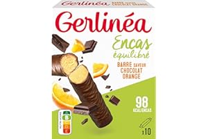 Gerlinéa - Barres saveur Chocolat Orange - Encas Equilibré et Riche en Protéines - 206080 - 10 Unité