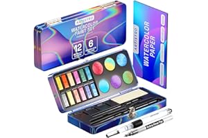 ARTISTRO Zestaw 18 akwareli metalicznych i kameleonowych, w tym 12 farb akwarelowych z brokatem metalicznym i 6 farb kameleonowych. Doskonały podróżny zestaw akwareli dla artystów, hobbystów amatorów i miłośników malarstwa.