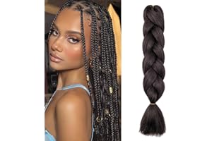 Dcbaboo Extension per Treccine Africane 60cm Kanekalon Extension Treccine Africane Capelli Finti per Treccia Capelli Sintetici 1 Ciocca Ombre Jumbo Braiding Hair, Marrone scuro