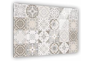 Manschin-Laserdesign Küchen Spritzschutz Fliesenmuster in Verschiedene Größen | Küchenrückwand | Aluverbund | Fliesenschutz | Paneele | Küchenfliesen | Fliesenspiegel | Rückwand (Aluverbund 80x55cm)