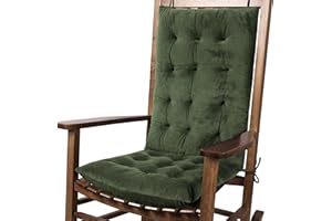 FlyGulls Rocking Chair Cushions Indoor Velvet Chair Pads High Back and Seat Cushion 2 Piece Set Green