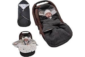 Swaddyl WOLLWALK Einschlagdecke Babyschale - Baby Fußsack - Maxi-Cosi Decke - Einschlagdecken für Kinderwagen - Neugeborene bis 11 Monaten aus 100% Wolle (Sterne)