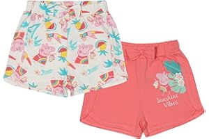 POPGEAR Peppa Pig Sunshine Vibes Shorts Twin Pack, Girls, 2-6 Years, Multicoloured, Official Merchandise