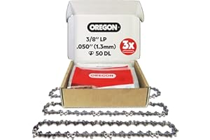 Lot de 3 Chaîne de Tronçonneuse Oregon 3/8" LP pour Guide de 35cm (14"), Jauge .050" (1,3mm), 50 Maillons - Stihl Chaîne de Rechange à Faible Rebond, Compatible Stihl Modeles et plus