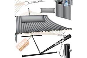 KESSER® Hamaca Hill con Estructura Almohada Doble para 2 Personas - Resistente Marco - Capacidad 200kg Interior y Exterior XXL Columpio Doble Multijugador Jardín Piscina Balcón Terraza Gris