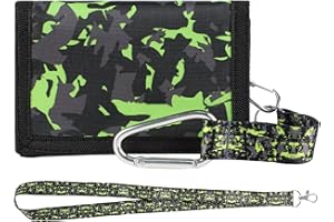 GmeDhc Portefeuille pour Adolescents, Porte Monnaie Enfant Pliable avec Mousqueton, Lanière de Cou, pour Garçons Filles Cadeau Danniversaire détudiant