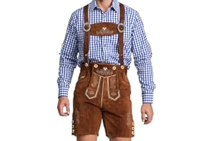 STEIGENHÖFER Lederhose Herren Tracht kurz - Anton - Trachtenhose mit Trägern - 100% Rindsleder - Traditionelle Echtlederhose - Ideal für Dein Oktoberfest Herren Outfit