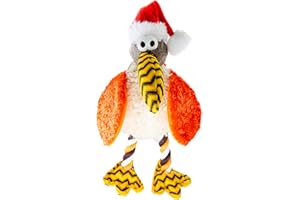 SCARLAROO.COM Scarlaroo Christmas Dog Toys - Festive Turkey Tina Plush Christmas Toy for Dogs – Soft Fur, Squeaky Belly & Rope Legs - Christmas Dog Toy Presents for Small Dogs and Puppies