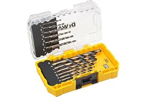 Dewalt 19-tlg. HSS Metallbohrer-Set DT70728 (für Bohren in legiertem und unlegiertem Stahl, Stahlguss bis 900 N/mm², Grau- und Temperaturguss,Sintereisen, NE-Metalle, Kunstsotffen, ø 1 – 10 mm)