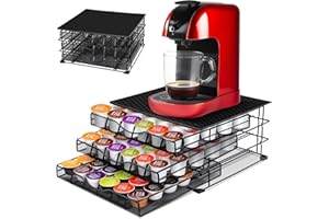 MASTERTOP Coffee Pod Holder for 108pcs Dolce Gusto, 3-Tier Coffee Capsules Storage Drawer, Coffee Machine Stand Compatible with Nespresso and Tassimo Pods