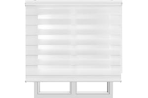Estores Enrollables Noche y Día Elegantes con Tejido de Doble Caída para Puertas y Ventanas, Estor Noche y Dia de Fácil Instalación con Filtrado de Luz Ajustable STORESBASIC Blanco 100x180