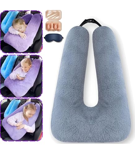 Reis neksteun kussen voor kinderen in de auto, ergonomische hoofdsteun met verstelbare veiligheidsgordelriem voor comfortabele slaap (groen