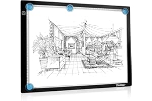 AGPTEK Magnetisch A4 LED Leuchttisch, 5mm Ultradünn Physikalische Taste Leuchtplatte 35,7cm/14inch x 23,5cm/10,15inch, Stufenlose Helligkeitssteuerung mit Speicherfunktion für Zeichnen - MEHRWEG