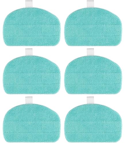 Lot De 6 Tampons Microfibre Lavables Pour Balai Vapeur - Compatible Plupart Modèles - Jaune/Blanc - 17x8.5 Cm