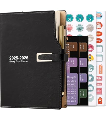 Agenda COMIX 2025 Giornaliera - Formato 9x12,5 Cm, Nero, Con Matita Inclusa - Foto 6