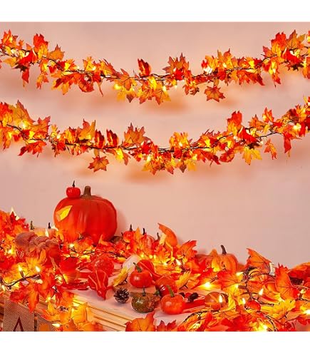 Guirlande Lumineuse Automne 4,5 M Avec 30 LED En Forme De Feuilles - Pour Halloween, Thanksgiving, Décoration D'automne - Alimentation Piles