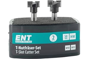 ENT EUROPEAN NORM TOOLS ENT 09047 Juego de 2 fresas para ranuras en T optimizado para tornillos M10 M12, HW, Vástago (S) 8 mm