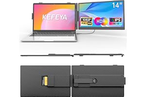 KEFEYA Laptop Skärmförlängning 14" FHD 1080P IPS Laptop Monitor Förlängning Dual Screen Extender för bärbara datorer 13-17” med Type-C/USB/HDMI-port, Plug n Play för Windows/Mac/Android/ PS5