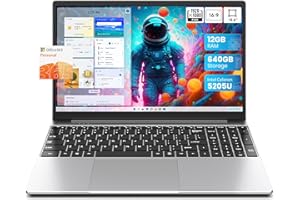 jumper 15.6 inch Laptop with Office 365, 12GB RAM 640GB (512G SSD+128G eMMc) Notebook, 5205U Processor, HD Display Laptops, Keyboard Film UK, 5000mAh Battery, Suitable for Business and Students