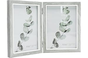 Afuly 13x18 Cornice Foto Grigio Bianco Doppio Legno per 2 Foto Collage Decorazione Shabby Moderna Regalo per Animali Domestici di Famiglia