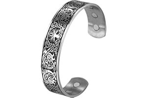 VASSAGO Stainless Steel Tree of Life Cuff Bangle Viking Celtic knot Phoenix Pattern Health Care Bracelets Metal Wristband for Men