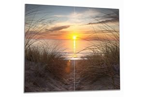 Wallario Glass Hob Cover / Splash Guard 2-Piece 60 x 52 cm for Ceramic and Induction Hobs Sunset on the Beach