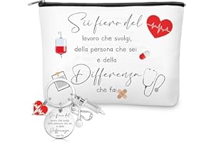 Xuniea Portachiavi per Infermiera Borsa Cosmetica per Infermiera Set de Regalo Ispiratore Borsa per Trucco con Cerniera Portachiavi Motivazionali Regalo Accessori