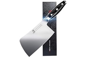 TUO Coltello da Macellaio Coltello Chopper 15cm Coltello Mannaia ​Coltello da Chef Cinese Coltello da Cucina Acciaio Inossidabile Tedesco con Confezione Regalo-Black Hawk Series